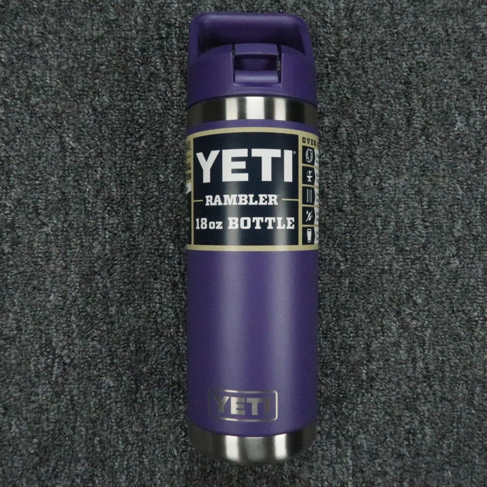 YETI Rambler Peak Purple 18 oz Matching Lid Straw Travel Double Wall Stainless